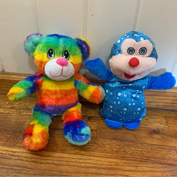 Stuffed Animals 14” Multicolor Stripe Teddy Bear & 12” Blue Polkadot Caterpillar - Picture 10 of 14